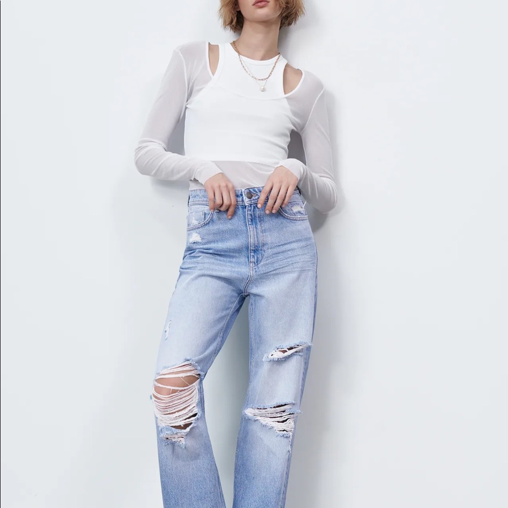 COPY - NWT Zara Z1975 FULL LENGTH RIPPED JEANS